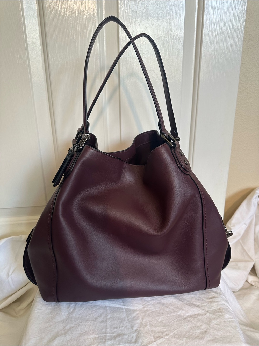 Coach Edie 31 Burgundy Leather Shoulder Bag